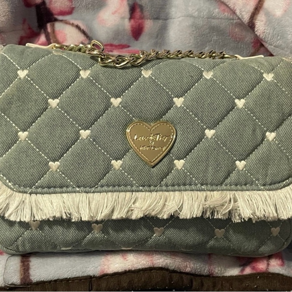 Betsey Johnson Quilted Crossbody Bag in Green and Gold